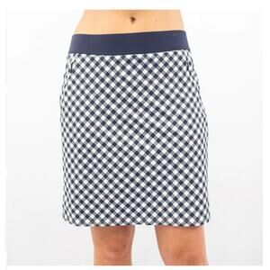 Belyn Key Women's Gingham Long Line City Lvy Skort Golf White Navy Size Large